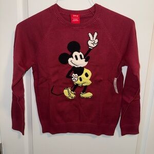 Disney Youth Burgundy Mickey Mouse Crewneck Sweater Happy Mouse - Youth Large